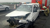 3 عکس دلخراش از تصادف مرگبار پراید در جاده تهران به قم / یک زن و مرد در دم جان باختند