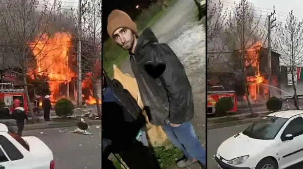 فیلم لحظه زنده زنده سوزاندن برادرزن با آتش زدن مغازه توسط داماد کینه جو / 2 ساعت بعد از تحویل سال در بابل رخ دا