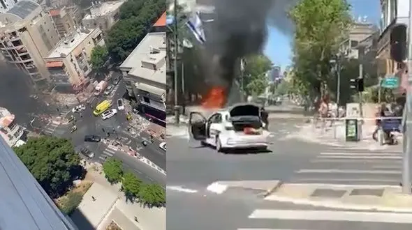 اصابت  دهها فروند موشک فلسطینی به تل‌آویو + فیلم