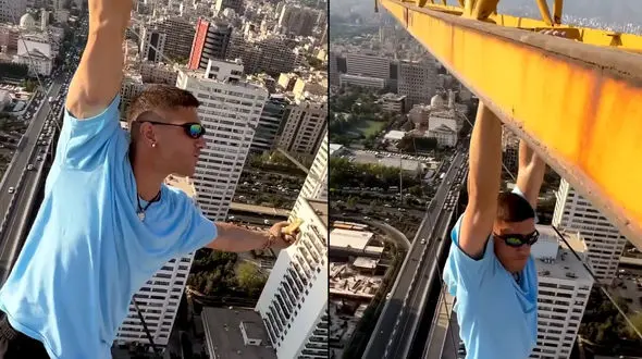 دیوانگی پسر ایرانی در ارتفاعات ترسناک !