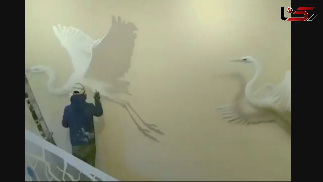 نقاشی سه بعدی روی دیوار