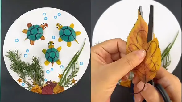 ساخت لاکپشت با برگ و گردو + فیلم 