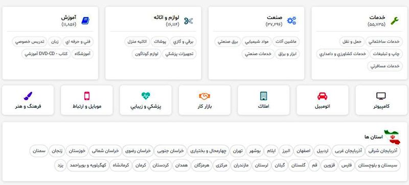 درج آگهی در دسته بندی و شهر های مختلف