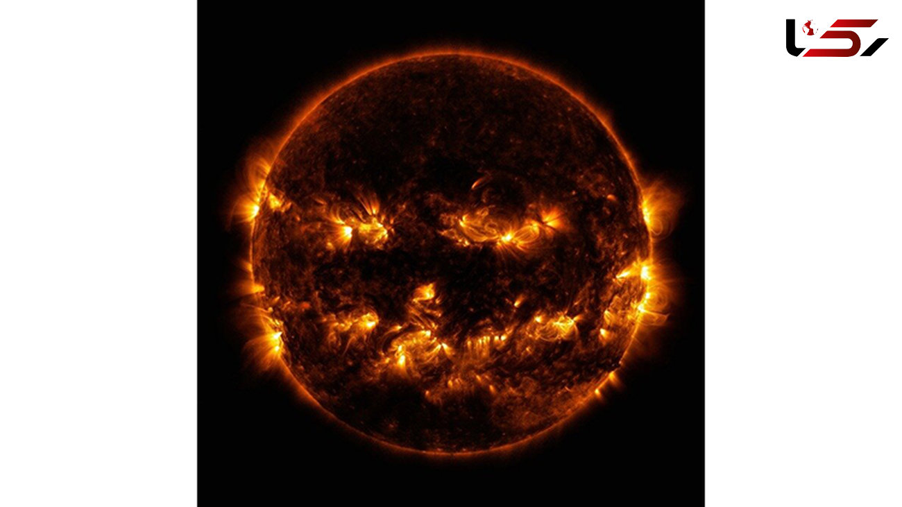 خورشید در لباس هالووین/ چهره‌ هولناک خورشید در عکس ناسا