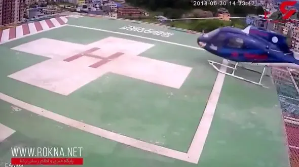 فیلم لحظه سقوط هلیکوپتر در پشت بام بیمارستان 
