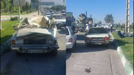 فیلم تصادف مرگبار ۳ خودرو در پل چقامیرزا کرمانشاه / پیکان مچاله شد + جزییات