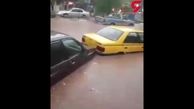 بارش باران سیل آسا در تبریز + فیلم 