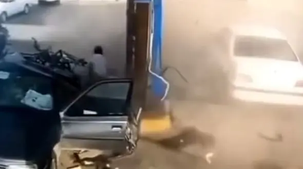 مرگ دلخراش زن در حادثه جایگاه سوخت‌گیری + فیلم