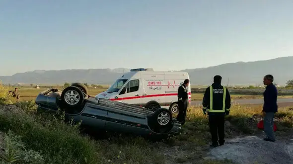 واژگونی پراید در جاده باغرود نیشابور