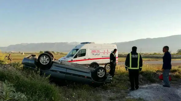 واژگونی پراید در جاده باغرود نیشابور