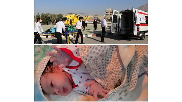 عکس صحنه نجات زن البرزی و نوزادش / پایان ماموریت سخت