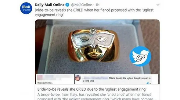  زشت ترین حلقه ازدواج جهان اشک عروس زیبا را در آورد + عکس