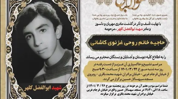 روح پاک مادر شهید کلهر به فرزند شهیدش پیوست + عکس و فیلم