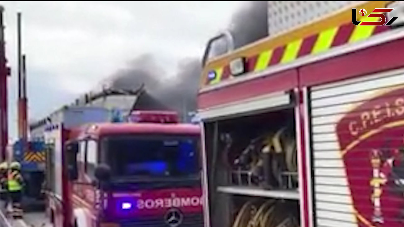 فیلم آتش سوزی هولناک در پارک صنعتی در اسپانیا