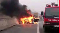 آتش گرفتن خودروی پیکان در جاده خرمشهر + عکس