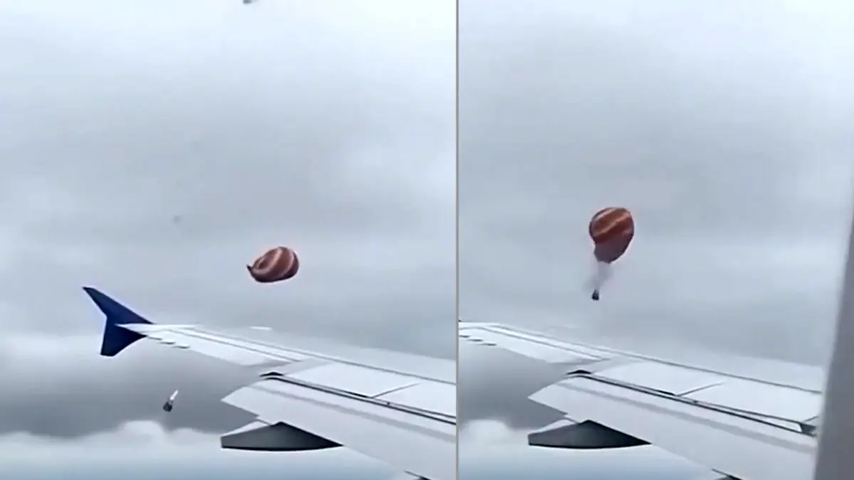 فیلم لحظه اصابت رعد و برق به بالن و انفجار مرگبار / مسافر هواپیما چه لحظه ای را ثبت کرد!