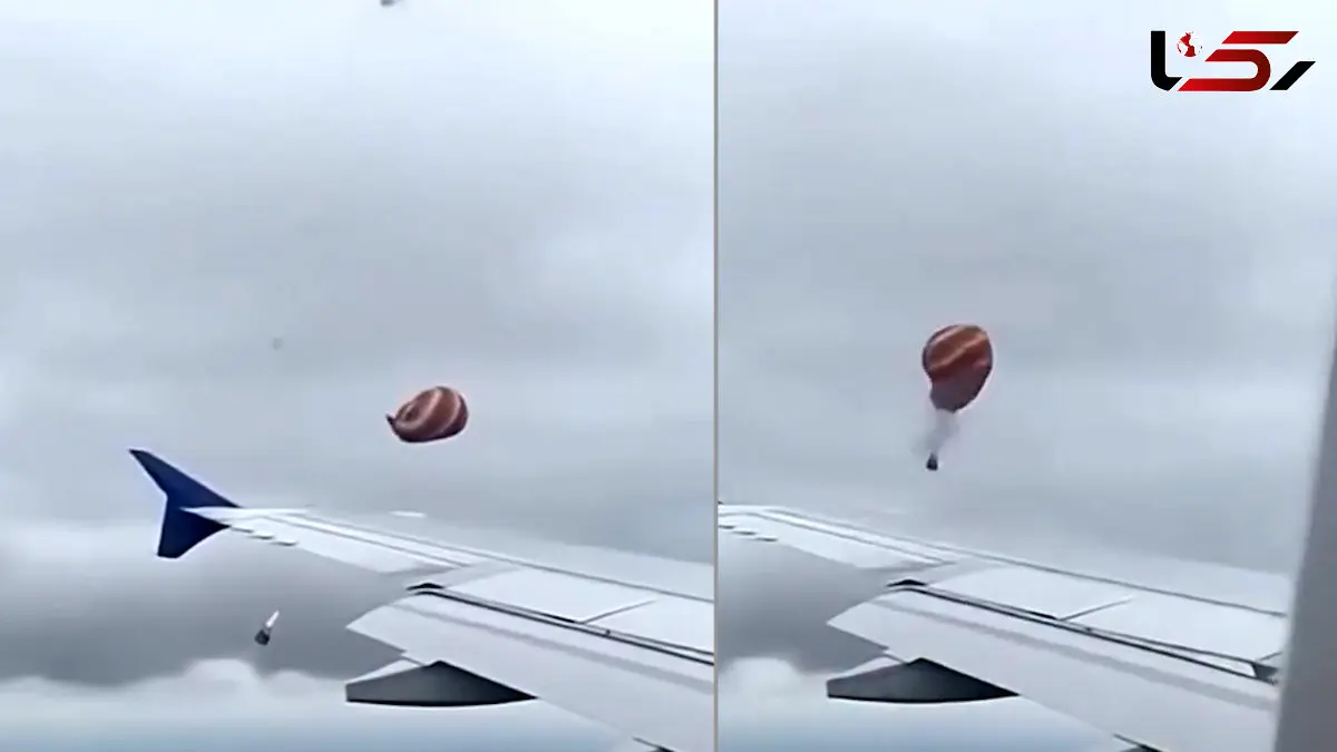 فیلم لحظه اصابت رعد و برق به بالن و انفجار مرگبار / مسافر هواپیما چه لحظه ای را ثبت کرد!