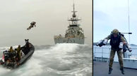 فیلم تفنگداران دریایی در حال سوار شدن به جت پک و فرود روی  کشتی 