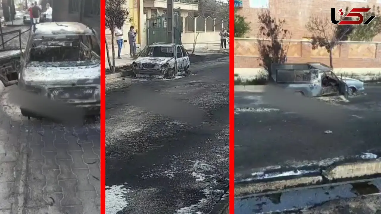 فیلم جزغاله شدن خودروها در آتش سوزی مهیب قم