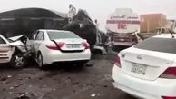 طوفان شن منجر به تصادف ده ها خودرو با یکدیگر شد + فیلم