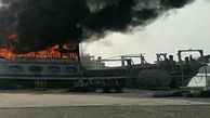 آتش سوزی لنج باری در اسکله بهمن قشم 