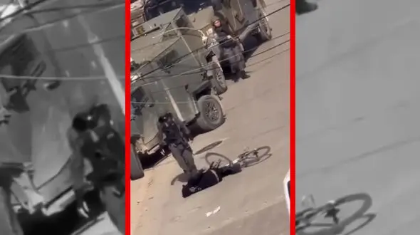 فیلم برخورد خشن سرباز اسرائیلی با نوجوان در قلقیلیه