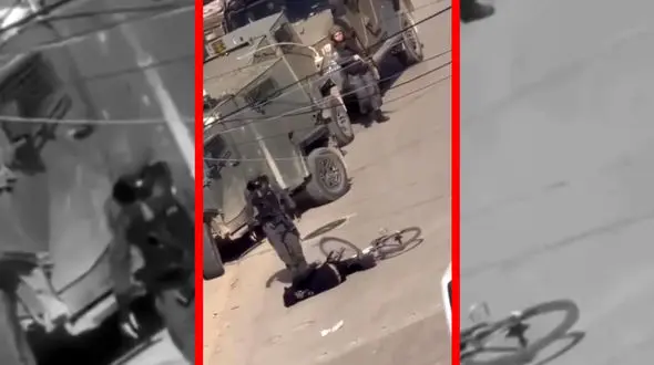 فیلم برخورد خشن سرباز اسرائیلی با نوجوان در قلقیلیه