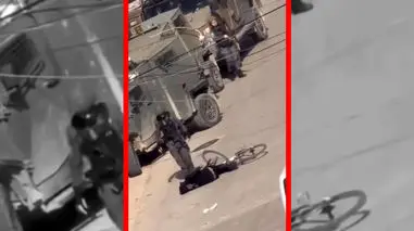 فیلم برخورد خشن سرباز اسرائیلی با نوجوان در قلقیلیه