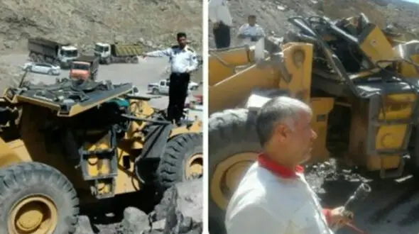 سقوط مرگبار راننده لودر از ارتفاع در منجیل + عکس 