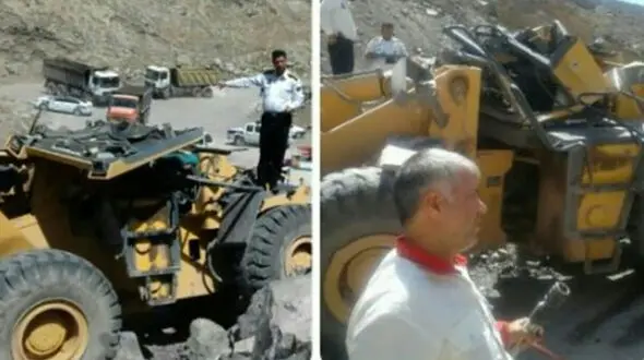 سقوط مرگبار راننده لودر از ارتفاع در منجیل + عکس 