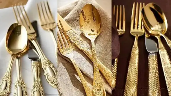 15 مدل سرویس قاشق‌ چنگال طلایی شیک / انتخاب عالی برای مهمانی‌ های باشکوه