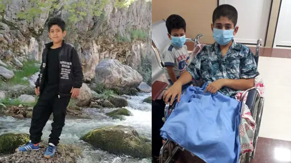 قطع دو پای احمدرضا 12 ساله در تصادف هولناک +عکس های دردناک و  گفتگو با پدر !