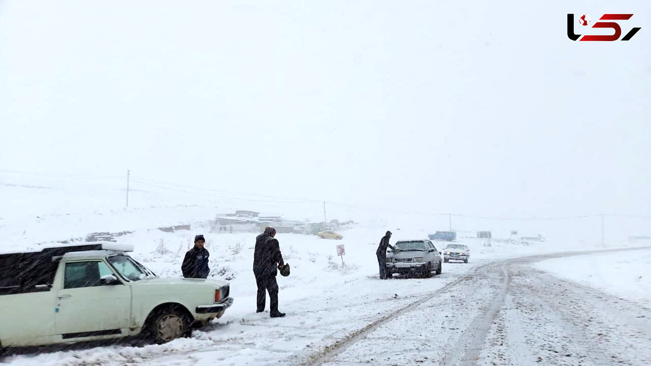  برف بزرگراه تبریز- اهر را مسدود کرد + فیلم
