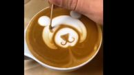 تزئین قهوه به شکل خرس / فیلم