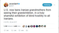 توئیت جدید ظریف: آمریکا مادربزرگ های ایرانی را از دیدن نوه هایشان محروم کرده است