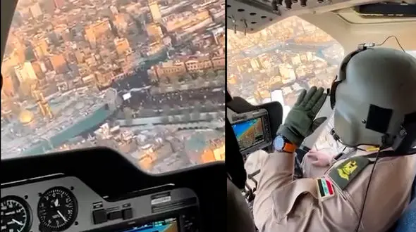 ببینید / احترام نظامی خلبان ارتش از آسمان به حرم امام حسین‌ (ع) + فیلم