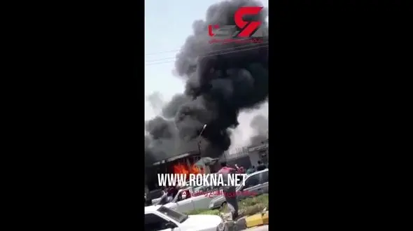  پمپ بنزین بندرلنگه به آتش کشیده شد ! + تصویر