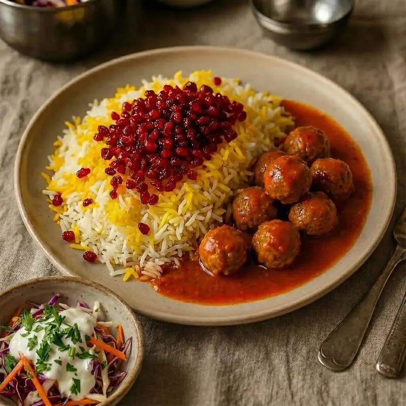 کوفته قلقلی با سس زعفرانی