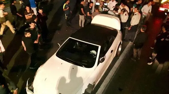 تصادف هولناک ماشین لوکس در شرق تهران+ عکس 