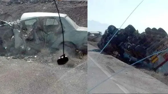 تصادف مرگبار تریلی حامل سوخت دریزد +عکس باورنکردنی