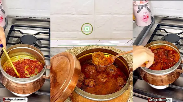 طرز تهیه قرمزه نخودچی غذای اصیل اصفهانی + فیلم