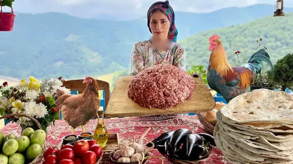 کوفته سنتی و نان تافتون؛ لذت آشپزی روستایی در ایران + فیلم