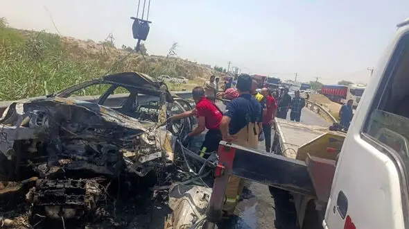 حریق مرگبار پژو ۲۰۶ در محور اهواز ـ شوش / ۲ نفر در شعله‌های آتش جان باختند