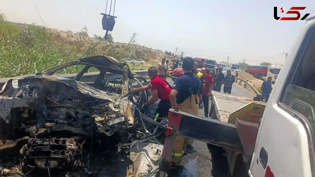 حریق مرگبار پژو ۲۰۶ در محور اهواز ـ شوش / ۲ نفر در شعله‌های آتش جان باختند