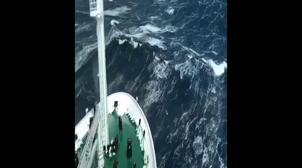 موج بلند کشتی را محو کرد / فیلم