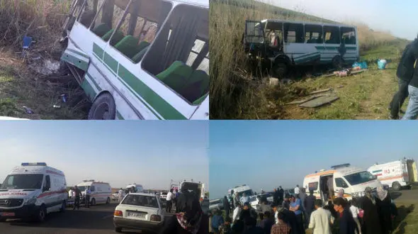 واژگونی حادثه ساز مینی بوس در پارس آباد + عکس 