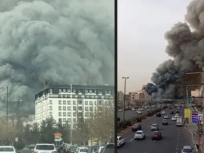 فیلم و عکس ها / آتش سوزی بزرگ در جنت آباد / دود سیاه آسمان تهران را گرفت / بازارچه محله خاکستر شد