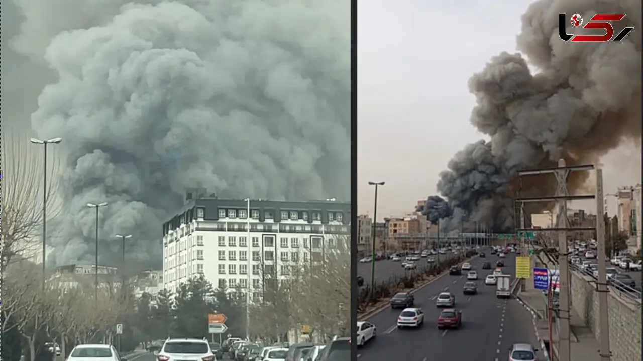فیلم و عکس ها / آتش سوزی بزرگ در جنت آباد / دود سیاه آسمان تهران را گرفت / بازارچه محله خاکستر شد