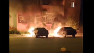 فیلم لحظه آتش زدن 2 خودروی پژو 405 و سمند در مسکن مهر گچساران