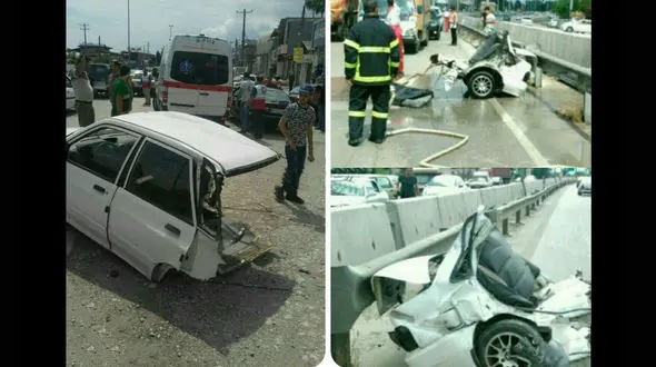 پراید نصف شد و راننده ....+ عکس باورنکردنی 